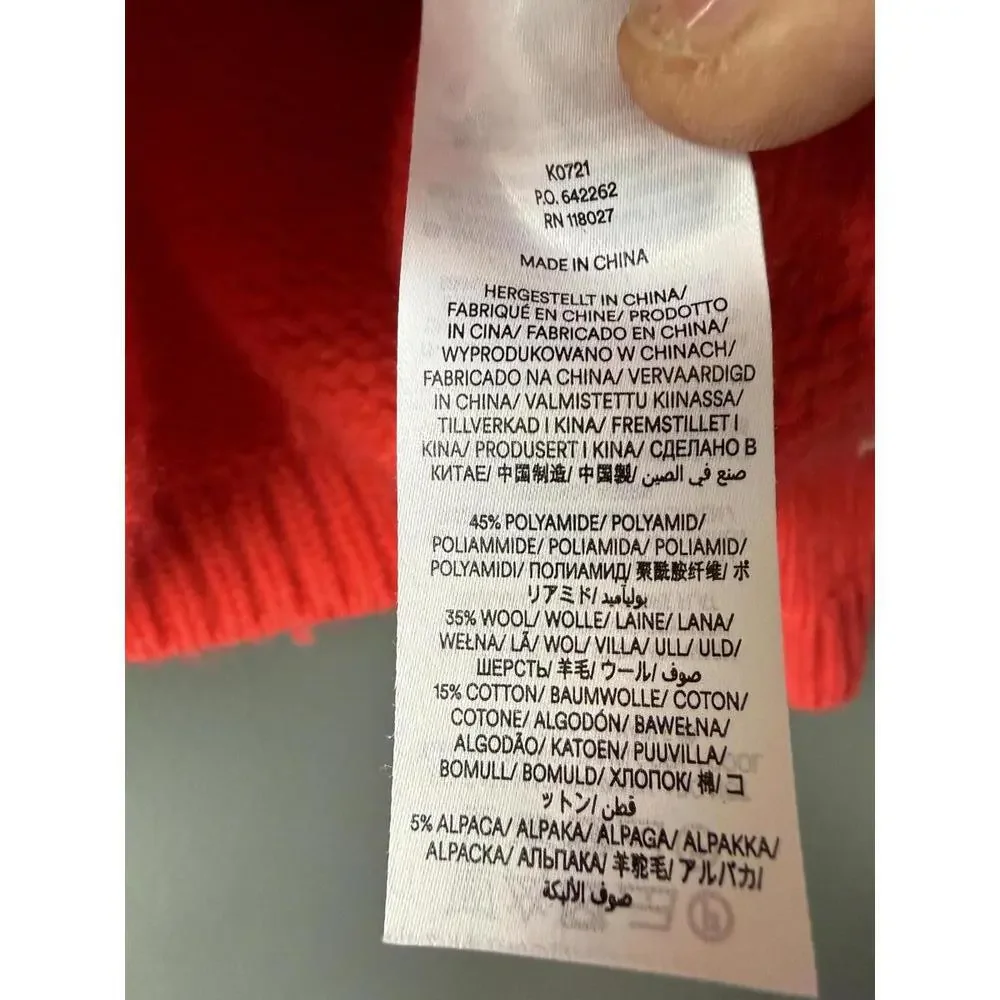 Boden Red Knit Sweater with White Embroidered Hearts, Size Small - Picture 4 of 8